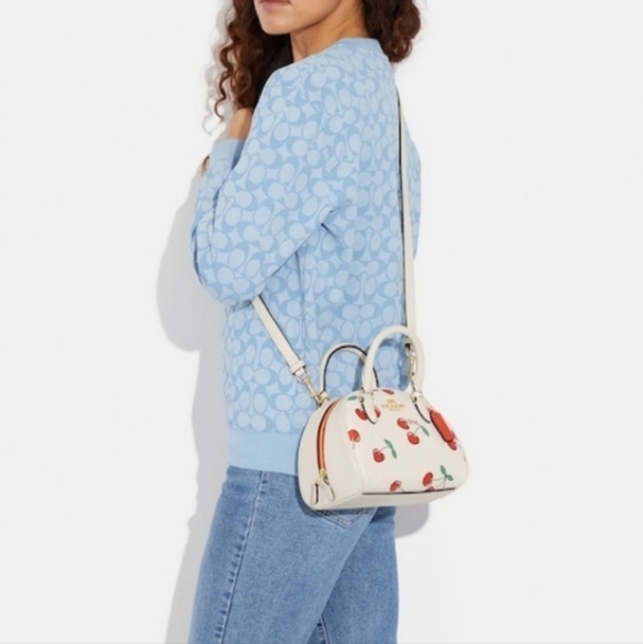 ✨️🍒 COACH Sydney Satchel with Heart Cherry Print  SOLD OUT!!!! HARD TO GET ✨️🍒 - Picture 5 of 7